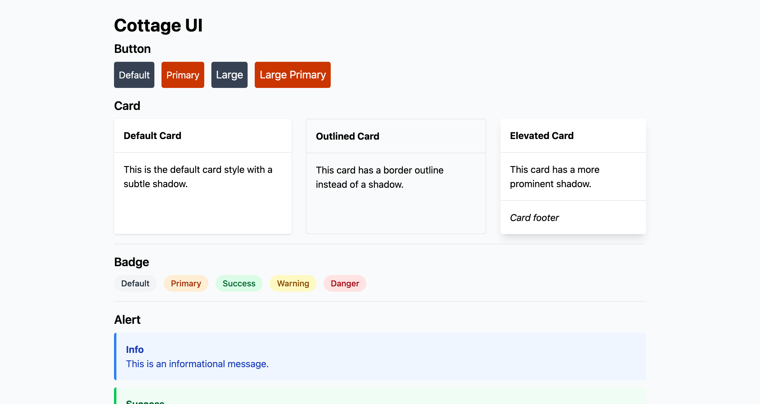 cottage ui library preview